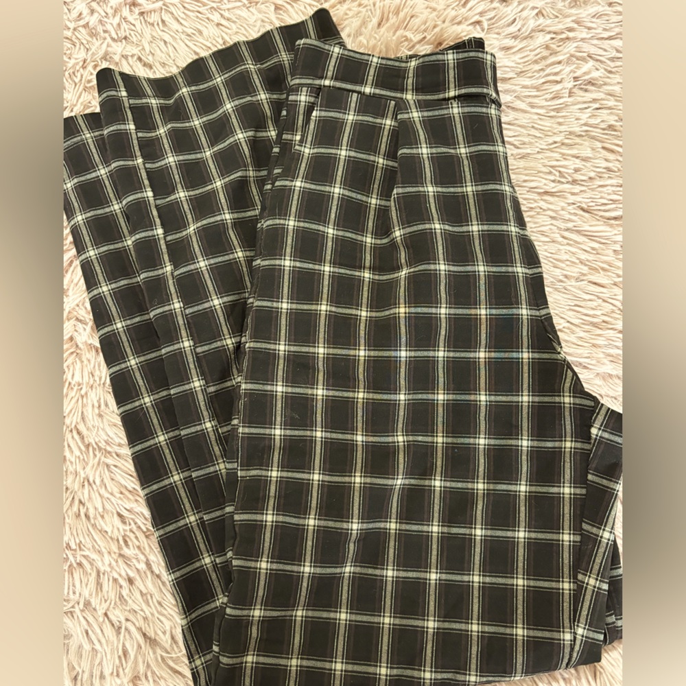 Plaid straight pants